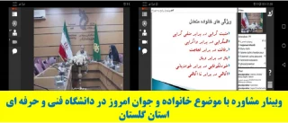 وبینار مشاوره با موضوع خانواده و جوان امروز در دانشگاه فنی و حرفه ای استان گلستان برگزار شد