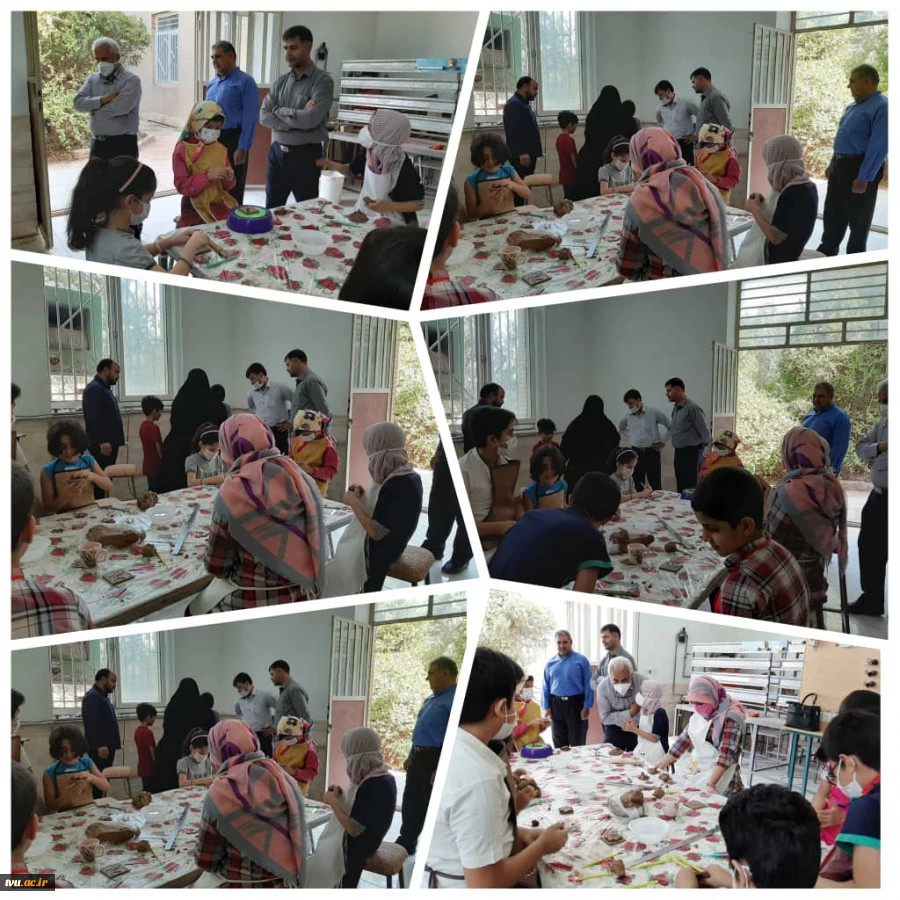 تشکیل کارگاه آموزش سفال گری ویژه فرزندان کارمندان آموزشکده فنی شهید بهشتی اردکان با رعایت پروتکل های بهداشتی در تابستان 99 6