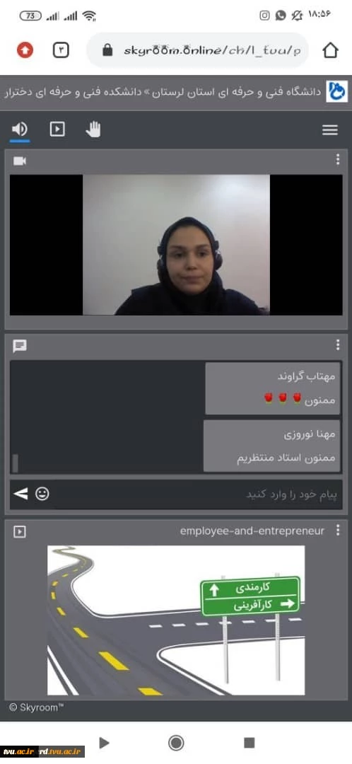 اولین نشست مجازی کارآفرینی آموزشکده فنی و حرفه ای دختران بروجرد 3