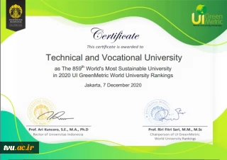 Technical and Vocational University Was Included in the List of World's Most Sustainable University in 2020
