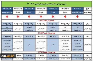 "اصلاحیه" جدول زمانبندی «حذف و اضافه» نیمسال دوم سال تحصیلی 1401-1400 به تفکیک گروههای آموزشی مختلف