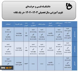 تقویم آموزشی سال تحصیلی 1403-1402
