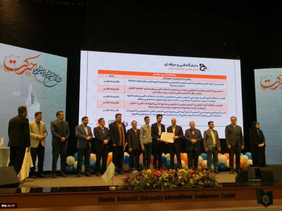 درخشش چشمگیر انجمن های علمی دانشگاه فنی و حرفه‌ای در شانزدهمین جشنواره بین المللی حرکت 7