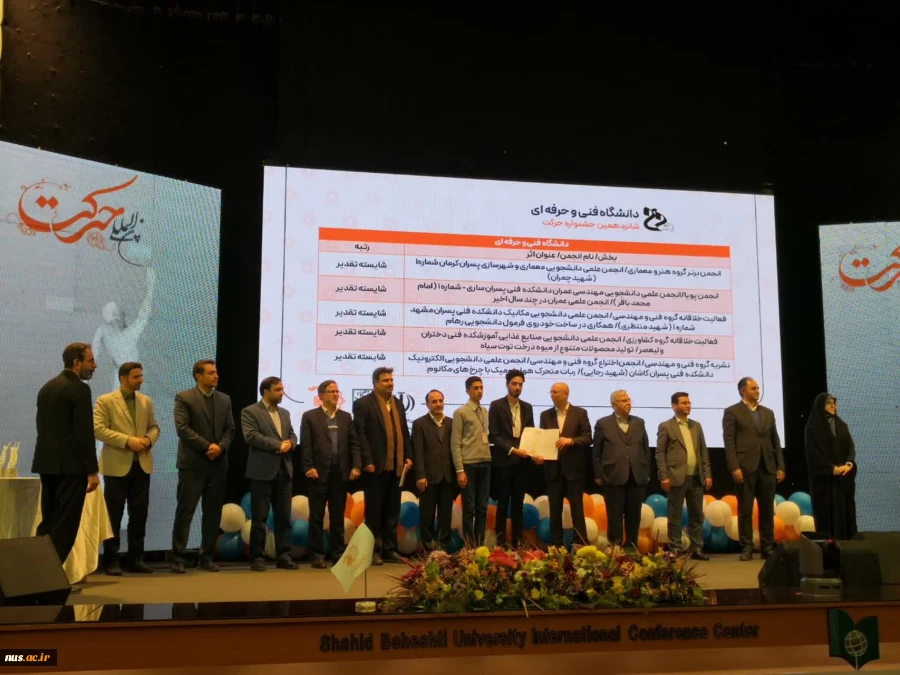 درخشش چشمگیر انجمن های علمی دانشگاه فنی و حرفه‌ای در شانزدهمین جشنواره بین المللی حرکت 8