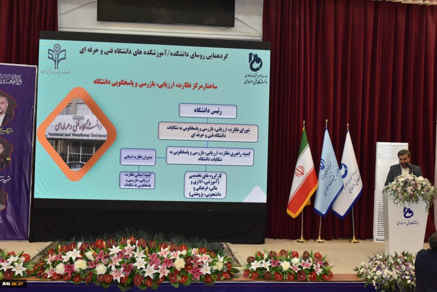 با حضور مشاور رئیس دانشگاه و رئیس نظارت، ارزیابی و تضمین کیفیت برگزار شد:

تشریح و تبیین سیاست‌ها و برنامه‌های حوزه نظارت و ارزیابی و تضمین کیفیت در ششمین پنل تخصصی اجلاس سراسری رؤسای دانشکده‌ها و آموزشکده‌های دانشگاه فنی و حرفه‌ای 6