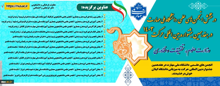 درخشش انجمن های علمی دانشگاه ملی مهارت در هفدهمین جشنواره بین المللی حرکت وزارت علوم تحقیقات و فناوری 2