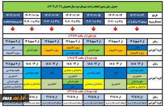 جدول زمانبندی انتخاب واحد 032