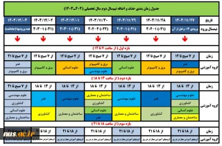 جدول زمانبندی حذف و اضافه 032