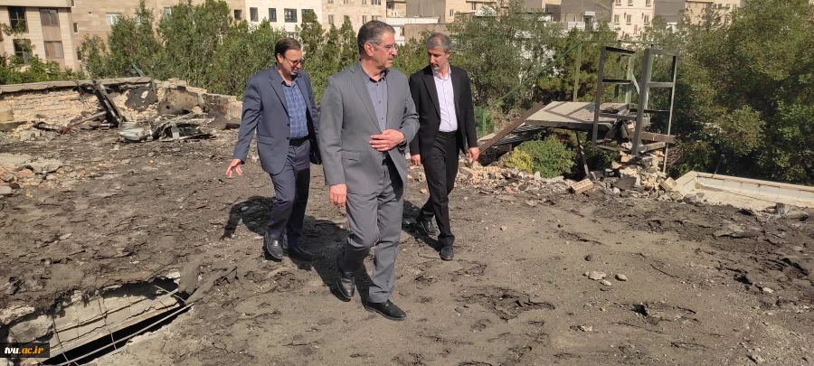 بازدید رئیس دانشگاه ملی مهارت و مدیران ستادی از فضاهای آسیب‌دیده جنگ سوم تحمیلی دانشکده ملی مهارت ولیعصر(عج) 2